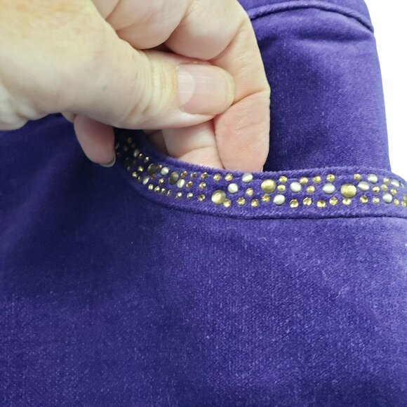 Chico's Purple Velvet Pants Embellished Pockets Bling Fall Winter Womens 1 - Picture 10 of 11